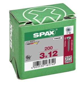 SPAX Halbrundkopf T-STAR plus 4CUT Vollgewinde WIROX A3J  3x12 - 200 Stk