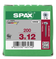 SPAX Halbrundkopf T-STAR plus 4CUT Vollgewinde WIROX A3J  3x12 - 200 Stk