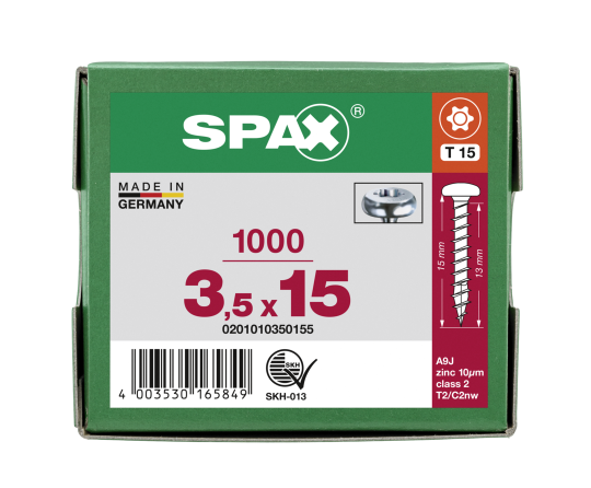 SPAX Halbrundkopf T-STAR plus 4CUT Vollgewinde WIROX A3J  3,5x15  -  1000 Stk