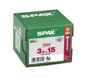 SPAX Halbrundkopf T-STAR plus 4CUT Vollgewinde WIROX A3J  3,5x15  -  1000 Stk