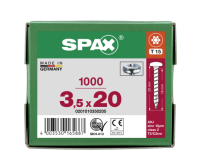 SPAX Halbrundkopf T-STAR plus 4CUT Vollgewinde Galvanisch blank verzinkt A2J  3,5x20  -  1000 Stk