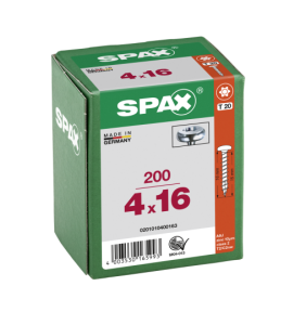 SPAX Halbrundkopf T-STAR plus 4CUT Vollgewinde WIROX A3J  4x16  -  200 Stk