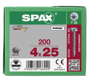 SPAX Halbrundkopf T-STAR plus 4CUT Vollgewinde WIROX A3J...