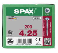 SPAX Halbrundkopf T-STAR plus 4CUT Vollgewinde WIROX A3J  4x25  -  200 Stk