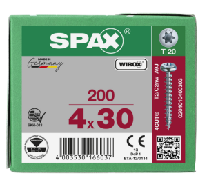 SPAX Halbrundkopf T-STAR plus 4CUT Vollgewinde WIROX A3J...