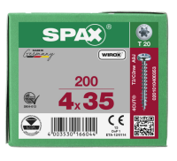 SPAX Halbrundkopf T-STAR plus 4CUT Vollgewinde WIROX A3J  4x35  -  200 Stk