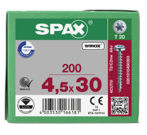 SPAX Halbrundkopf T-STAR plus 4CUT Vollgewinde WIROX A3J...