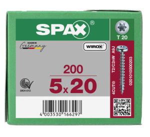 SPAX Halbrundkopf T-STAR plus 4CUT Vollgewinde WIROX A3J...