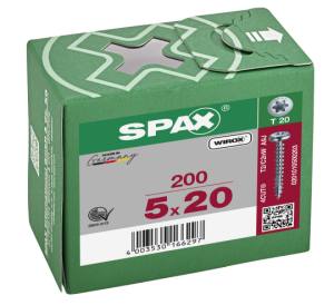 SPAX Halbrundkopf T-STAR plus 4CUT Vollgewinde WIROX A3J  5x20  -  200 Stk