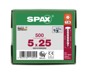 SPAX Halbrundkopf T-STAR plus 4CUT Vollgewinde WIROX A3J  5x25  -  500 Stk