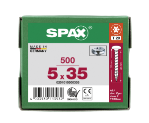 SPAX Halbrundkopf T-STAR plus 4CUT Vollgewinde WIROX A3J  5x35  -  500 Stk