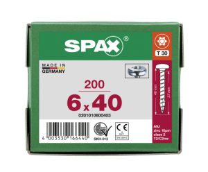 SPAX Halbrundkopf T-STAR plus 4CUT Vollgewinde Galvanisch...