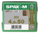 SPAX-M Senkkopf T-STAR plus - Kleiner Fräskopf Teilgewinde WIROX A3J  T20  -  4,5x50  -  200 Stk