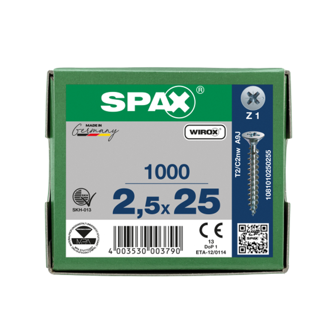 SPAX Senkkopf Kreuzschlitz Z - Vollgewinde WIROX A3J PZ1 - 2,5x25
