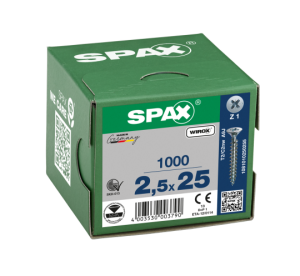 SPAX Senkkopf Kreuzschlitz Z - Vollgewinde WIROX A3J  PZ1  -  2,5x25  -  1000 Stk