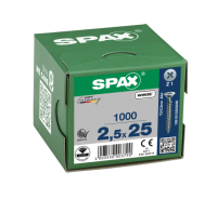 SPAX Senkkopf Kreuzschlitz Z - Vollgewinde WIROX A3J  PZ1  -  2,5x25  -  1000 Stk