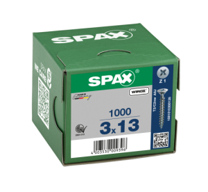 SPAX Senkkopf Kreuzschlitz Z - Vollgewinde WIROX A3J  PZ1  -  3x13  -  1000 Stk