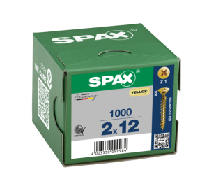 SPAX Senkkopf Kreuzschlitz Z - Vollgewinde YELLOX A2L  PZ1  -  2x12  -  1000 Stk