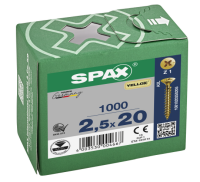 SPAX Senkkopf Kreuzschlitz Z - Vollgewinde YELLOX A2L  PZ1  -  2,5x20  -  1000 Stk