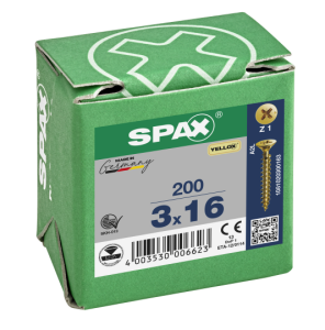 SPAX Senkkopf Kreuzschlitz Z - Vollgewinde YELLOX A2L  PZ1  -  3x16  -  200 Stk