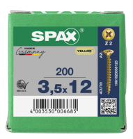 SPAX Senkkopf Kreuzschlitz Z - Vollgewinde YELLOX A2L  PZ2  -  3,5x12  -  200 Stk