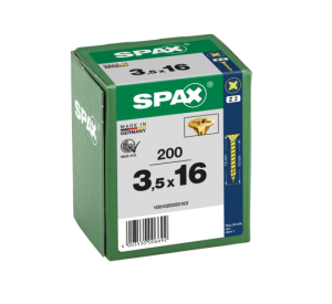 SPAX Senkkopf Kreuzschlitz Z - Vollgewinde YELLOX A2L  PZ2  -  3,5x16  -  200 Stk