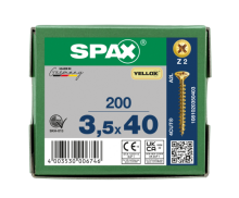 SPAX Senkkopf Kreuzschlitz Z - Vollgewinde YELLOX A2L  PZ2  -  3,5x40  -  200 Stk