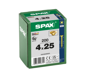 SPAX Senkkopf Kreuzschlitz Z - Vollgewinde YELLOX A2L  PZ2  -  4x25  -  200 Stk