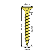 SPAX Senkkopf Kreuzschlitz Z - Vollgewinde YELLOX A2L  PZ2  -  4x35  -  1000 Stk