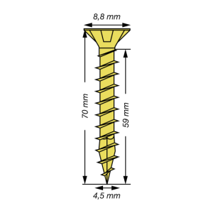 SPAX Senkkopf Kreuzschlitz Z - Vollgewinde YELLOX A2L  PZ2  -  4,5x70  -  100 Stk