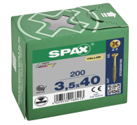 SPAX Glasleiste kleiner Kopf - Senkkopf Kreuzschlitz Z CUT-Spitze Teilgewinde YELLOX A2L  PZ2  -  3,5x40  -  200 Stk