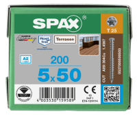 SPAX Terrassenschraube T-STAR plus CUT Fixiergewinde Edelstahl rostfrei  A2 1.4567  5x50 - 200 Stk