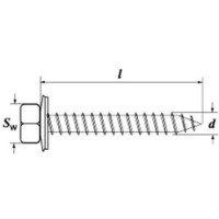 Fassadenbauschrauben Typ A mit unverlierbarer EPDM- Dichtscheibe - Durchm. 16 mm galv. verzinkt  - 6,5 x 38 - 500 Stk