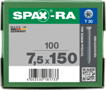 SPAX-RA Flachsenkkopf T-STAR plus Vollgewinde WIROX A3J  7,5x150 - 100 Stk
