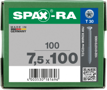 SPAX-RA Flachsenkkopf T-STAR plus Vollgewinde WIROX A3J  7,5x100 - 100 Stk
