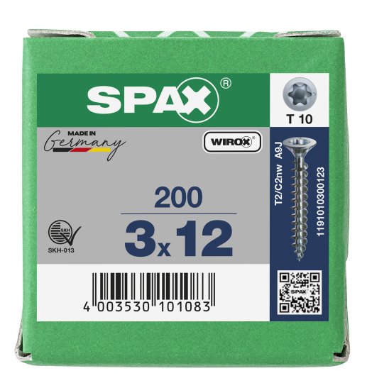 SPAX Senkkopf T-STAR plus - Vollgewinde WIROX A3J  T10  -  3x12  -  200 Stk