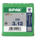 SPAX Senkkopf T-STAR plus - Vollgewinde WIROX A3J  T10  -  3x12  -  200 Stk