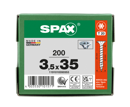 SPAX Senkkopf T-STAR plus - Vollgewinde WIROX A3J  T20  -  3,5x35  -  200 Stk