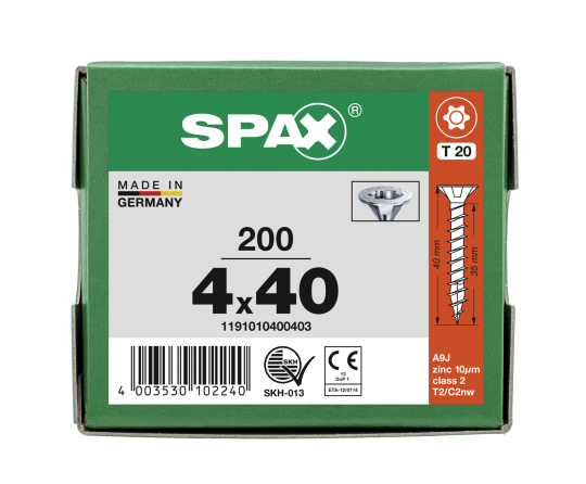 SPAX Senkkopf T-STAR plus - Vollgewinde WIROX A3J  T20  -  4x40  -  200 Stk