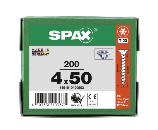 SPAX Senkkopf T-STAR plus - Vollgewinde WIROX A3J  T20  -  4x50  -  200 Stk