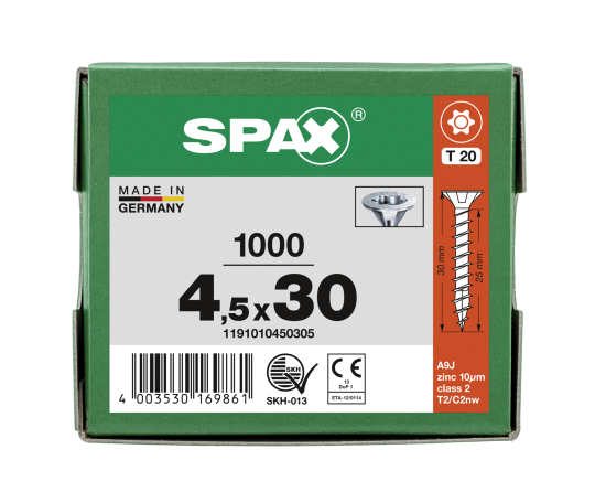 SPAX Senkkopf T-STAR plus - Vollgewinde WIROX A3J  T20  -  4,5x30  -  1000 Stk