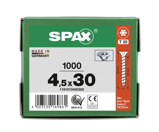 SPAX Senkkopf T-STAR plus - Vollgewinde WIROX A3J  T20  -  4,5x30  -  1000 Stk