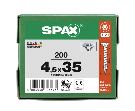 SPAX Senkkopf T-STAR plus - Vollgewinde WIROX A3J  T20  -  4,5x35  -  200 Stk