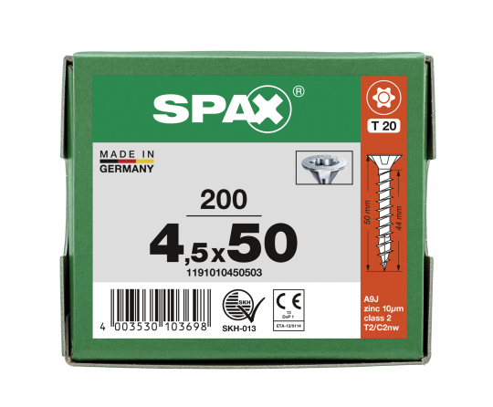 SPAX Senkkopf T-STAR plus - Vollgewinde WIROX A3J  T20  -  4,5x50  -  200 Stk