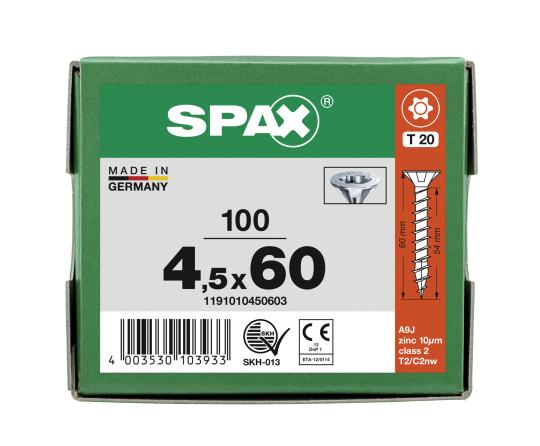 SPAX Senkkopf T-STAR plus - Vollgewinde WIROX A3J  T20  -  4,5x60  -  100 Stk