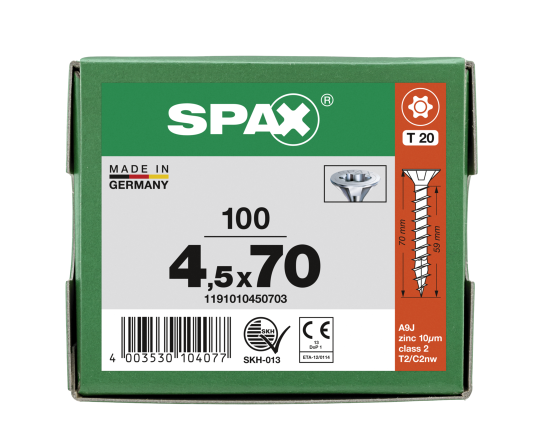 SPAX Senkkopf T-STAR plus - Vollgewinde WIROX A3J  T20  -  4,5x70  -  100 Stk