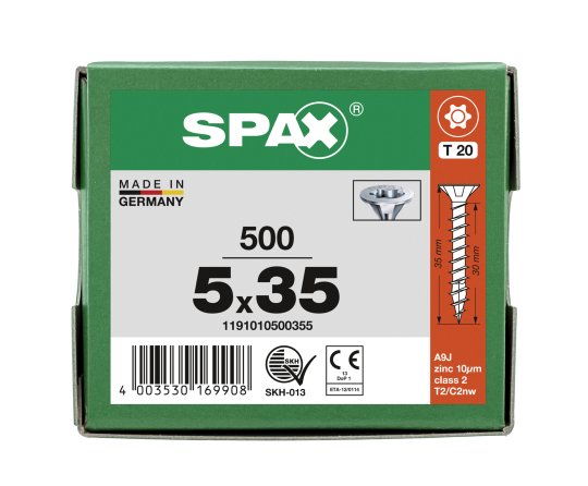 SPAX Senkkopf T-STAR plus - Vollgewinde WIROX A3J  T20  -  5x35  -  500 Stk