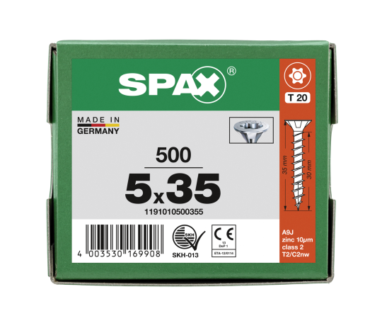 SPAX Senkkopf T-STAR plus - Vollgewinde WIROX A3J  T20  -  5x35  -  500 Stk