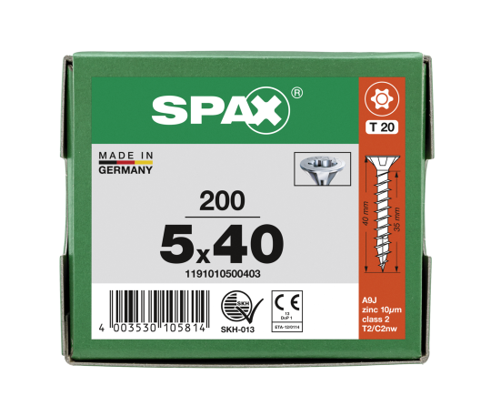 SPAX Senkkopf T-STAR plus - Vollgewinde WIROX A3J  T20  -  5x40  -  200 Stk