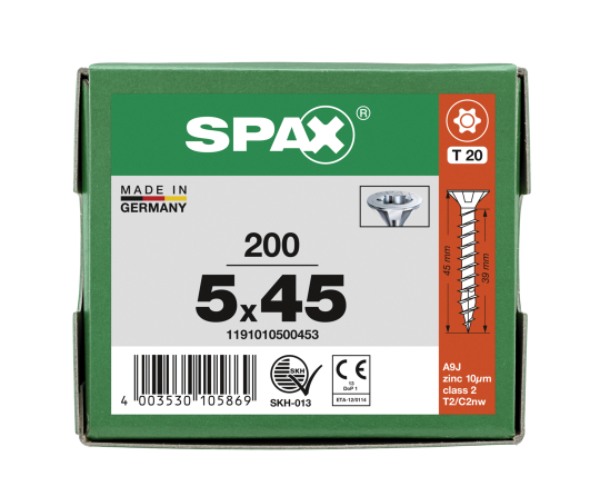 SPAX Senkkopf T-STAR plus - Vollgewinde WIROX A3J  T20  -  5x45  -  200 Stk